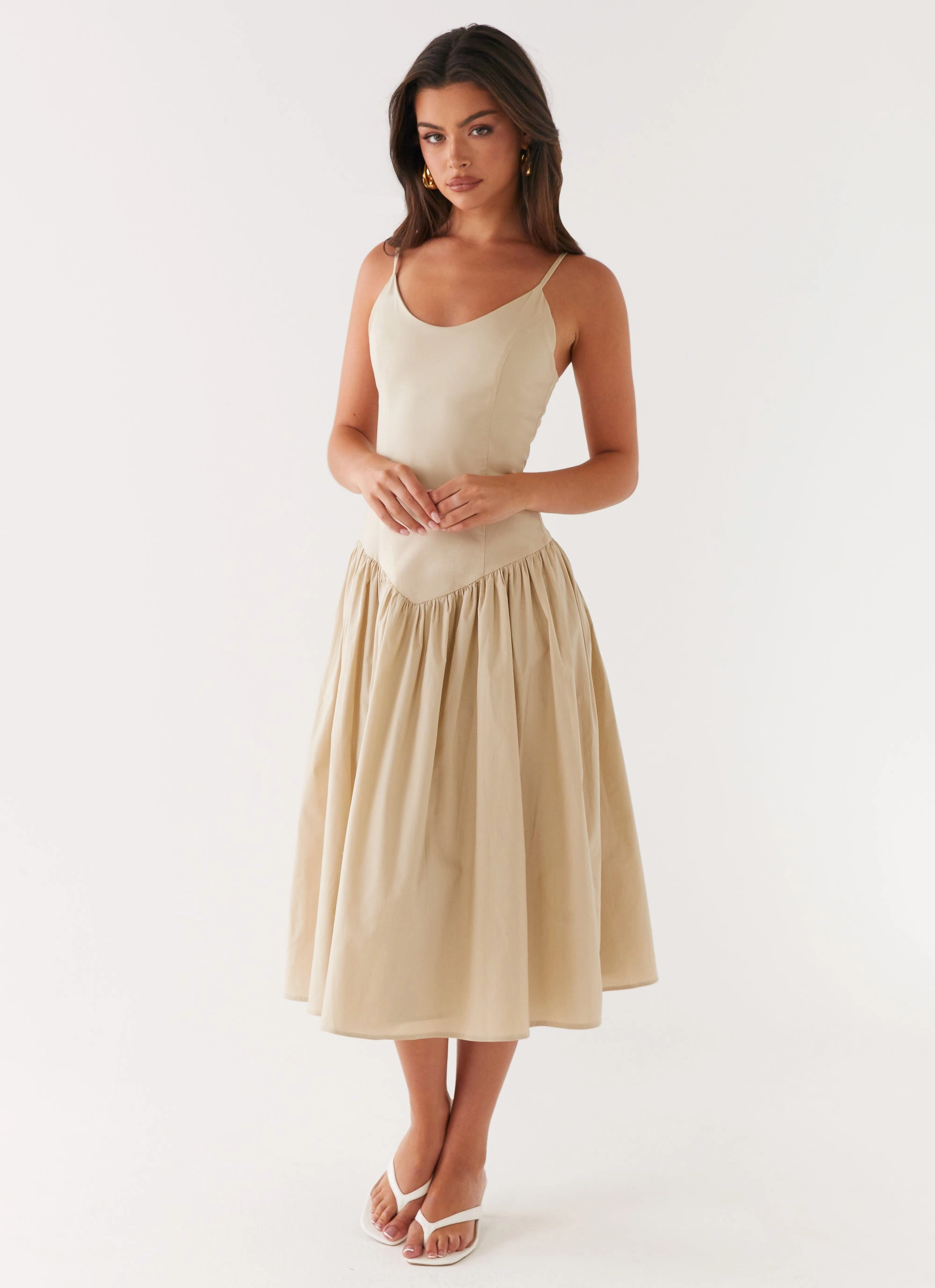 Azalea Midi Dress - Beige