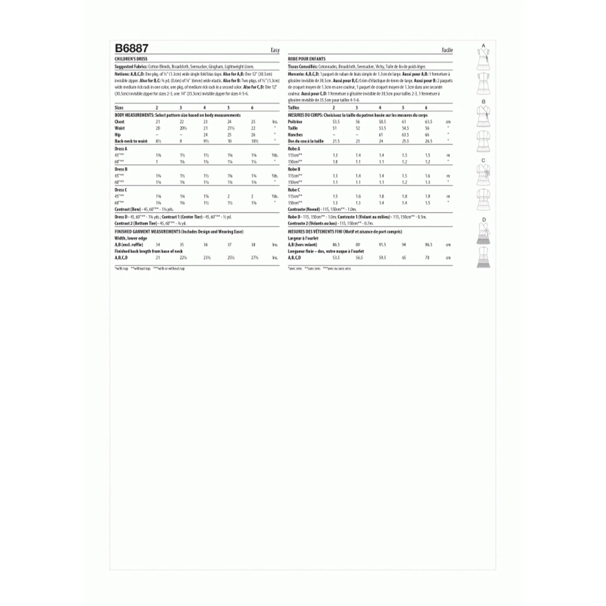 B6887 Children's Dress (2-3-4-5-6)