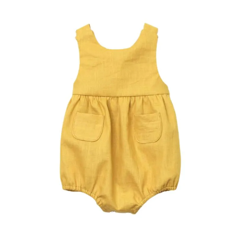 Baby Backless Solid Color Tank Bodysuit With Pocket Wholesale 17081444