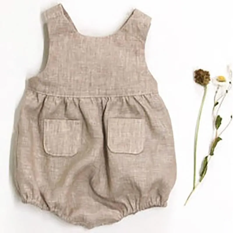 Baby Backless Solid Color Tank Bodysuit With Pocket Wholesale 17081444