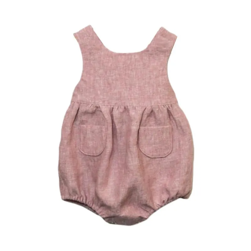 Baby Backless Solid Color Tank Bodysuit With Pocket Wholesale 17081444