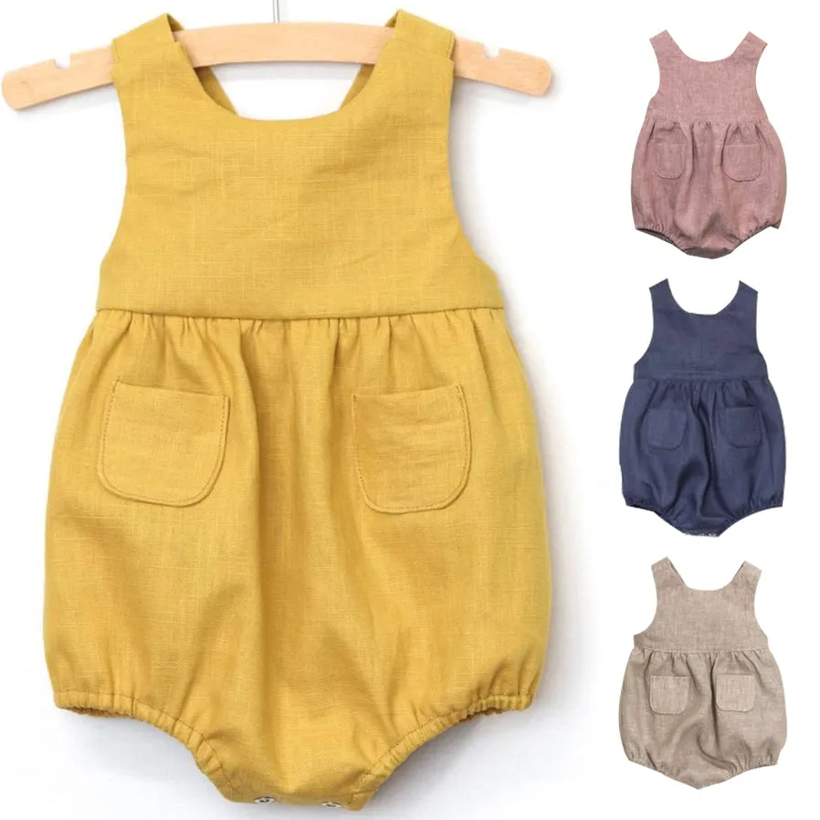 Baby Backless Solid Color Tank Bodysuit With Pocket Wholesale 17081444