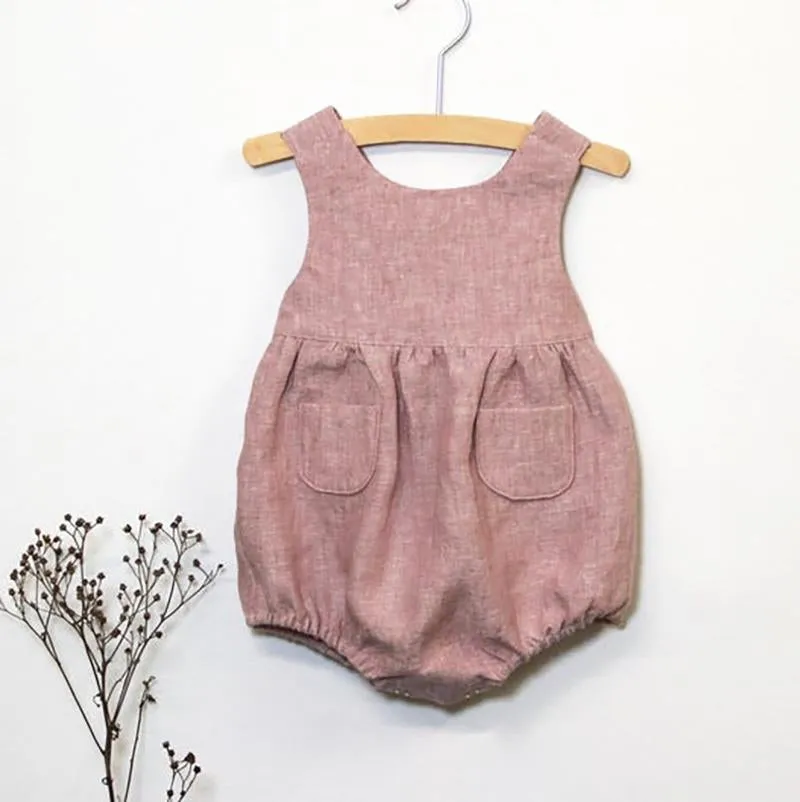 Baby Backless Solid Color Tank Bodysuit With Pocket Wholesale 17081444