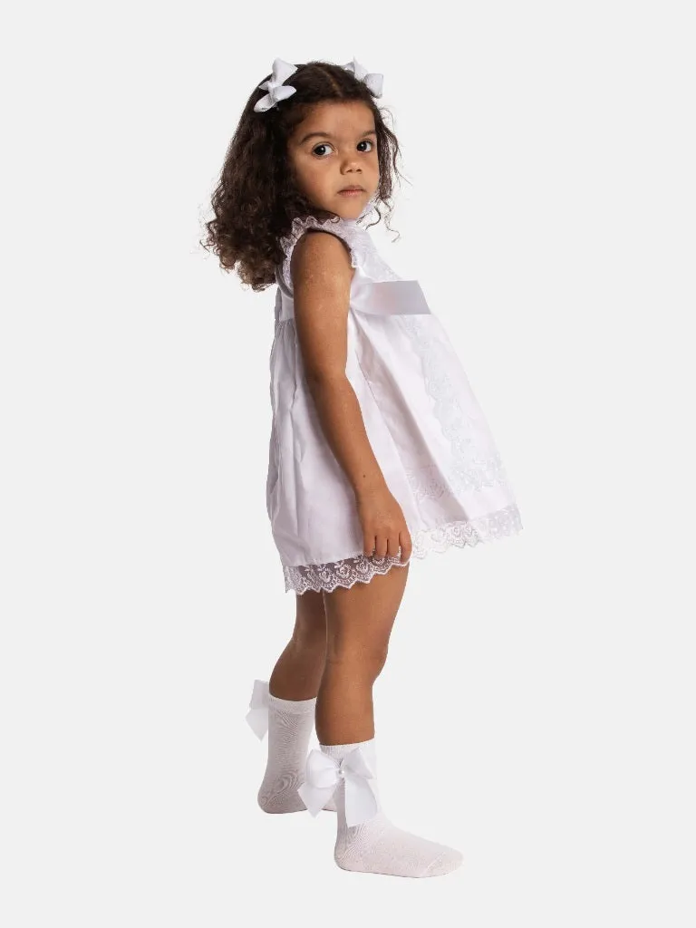 Baby Girl Spanish Ceremony Lace Dress-White
