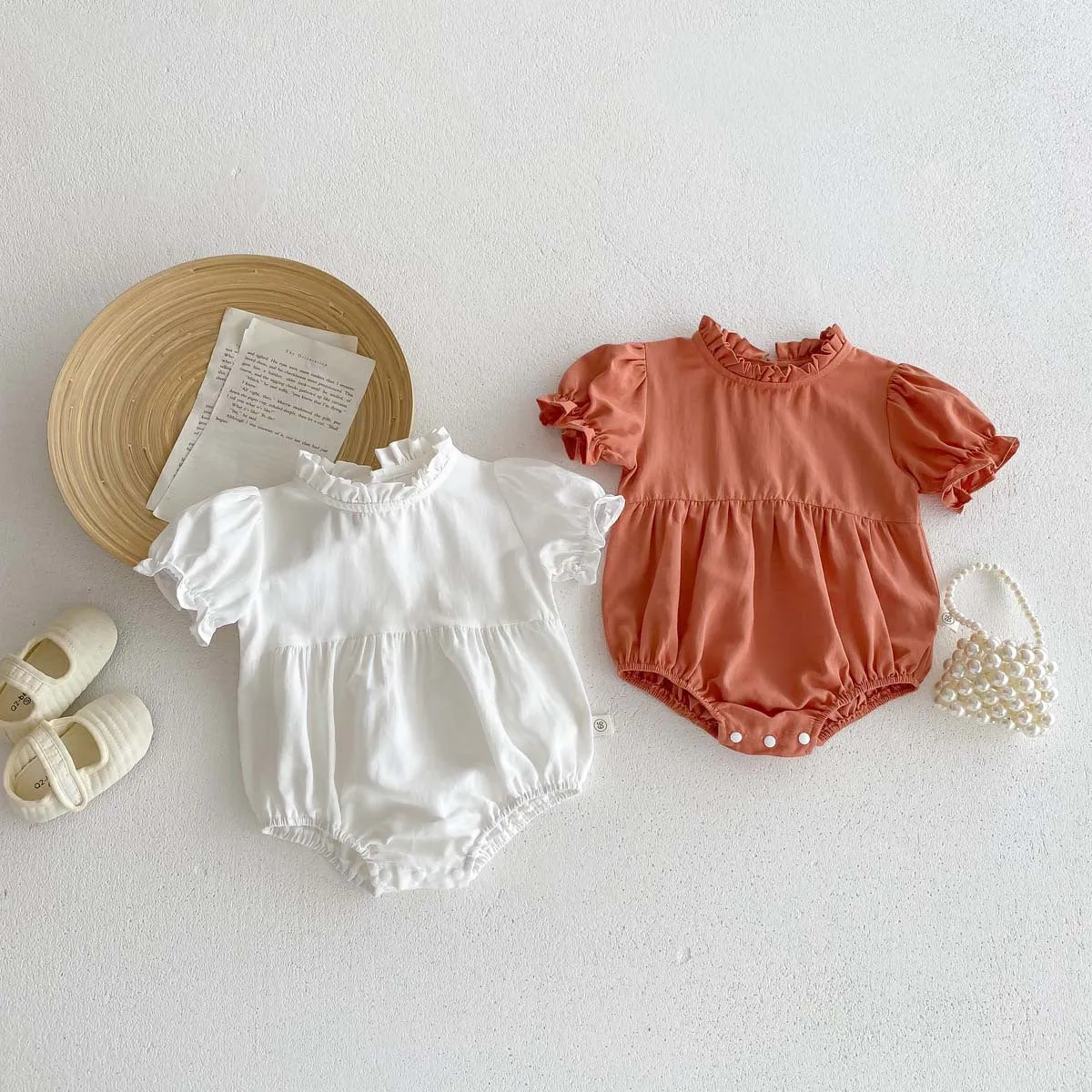 Baby Girls Solid Color Rompers Wholesale 240409105