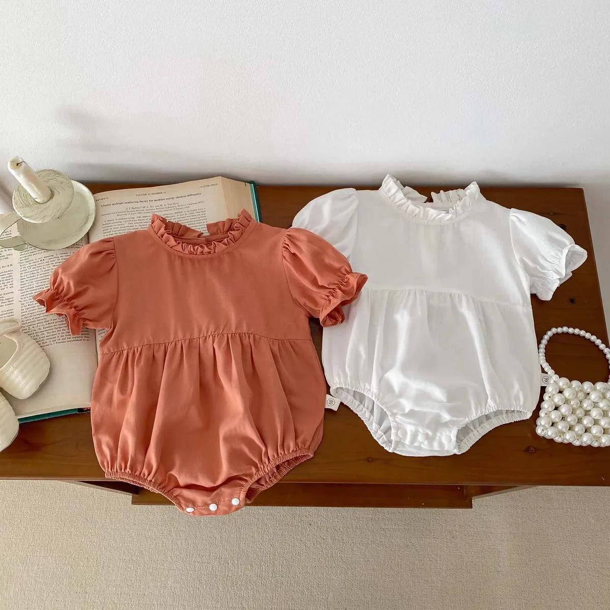 Baby Girls Solid Color Rompers Wholesale 240409105