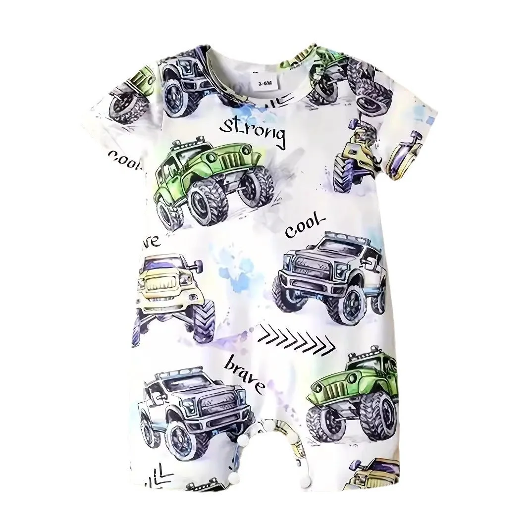 Baby Kid Boys Car Print Rompers Wholesale 240701176