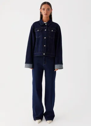 Back Again Straight Leg Denim Jeans - Blue Back Again Straight Leg Denim Jeans - Blue