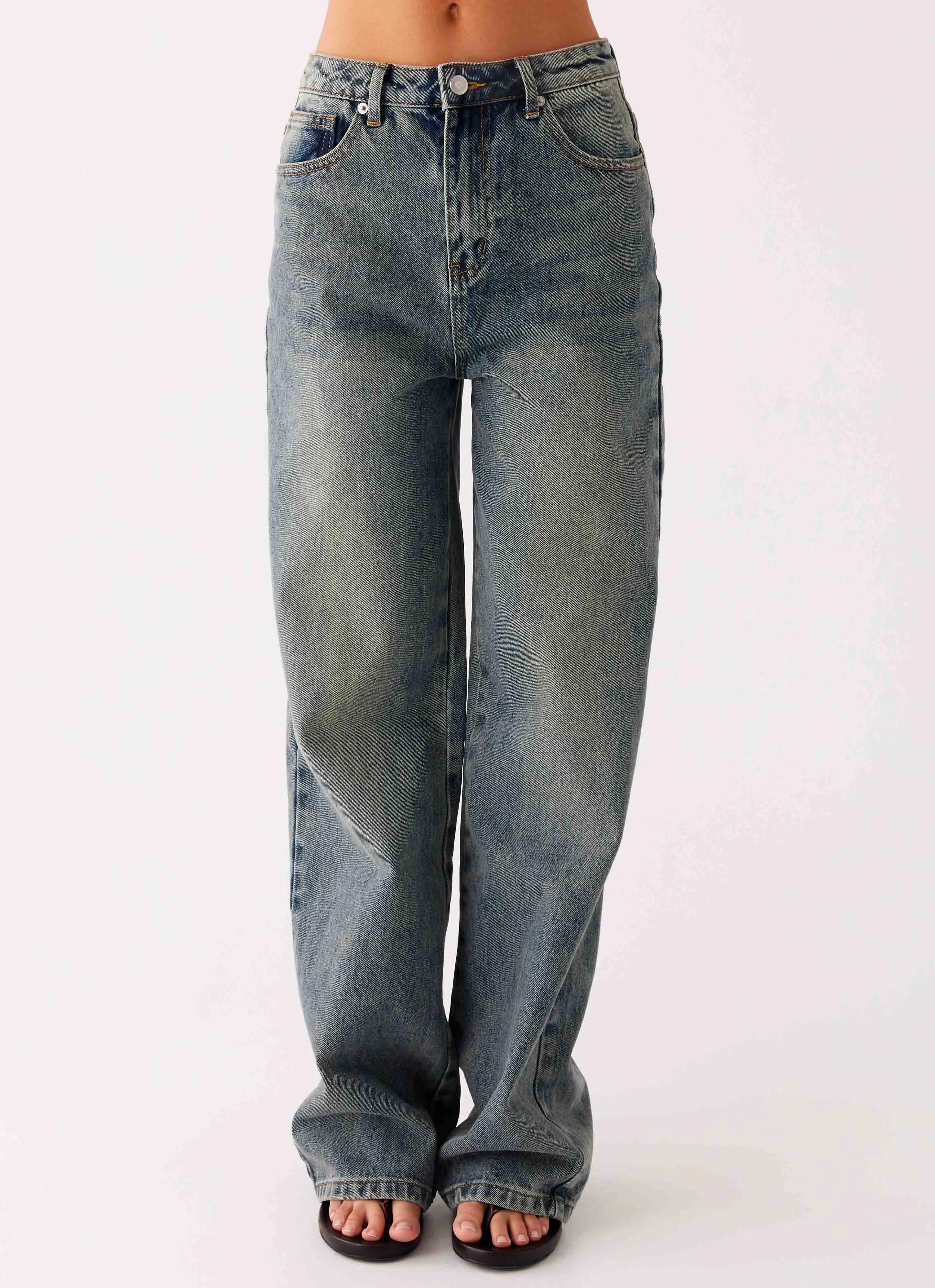 Back Again Straight Leg Denim Jeans - Dirty Wash