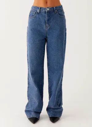 Back Again Straight Leg Denim Jeans - True Blue Back Again Straight Leg Denim Jeans - True Blue