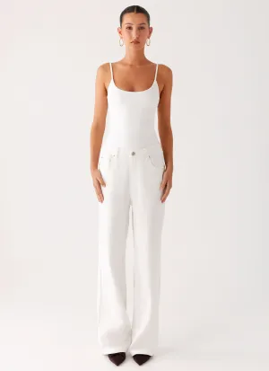 Back Again Straight Leg Denim Jeans - White Back Again Straight Leg Denim Jeans - White