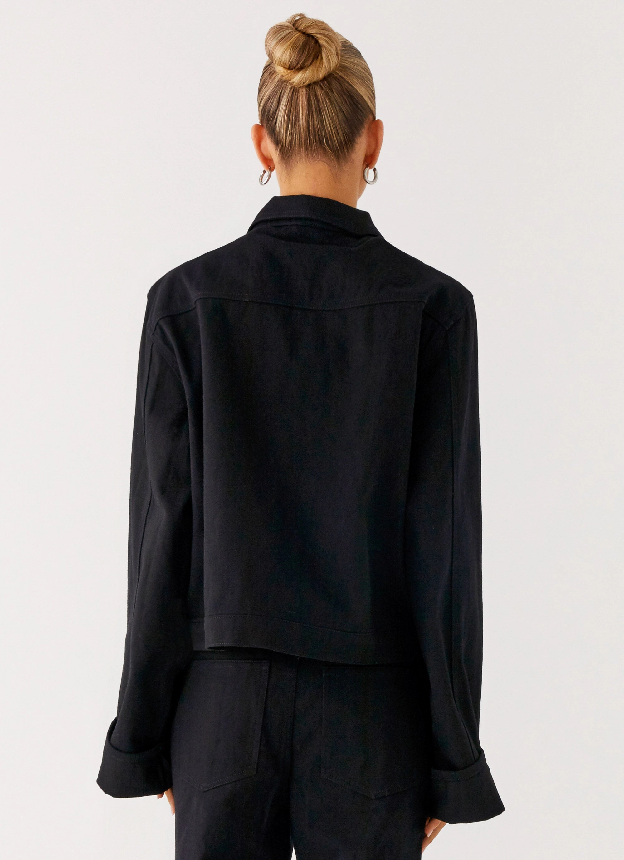 Back Again Oversized Denim Jacket - Black