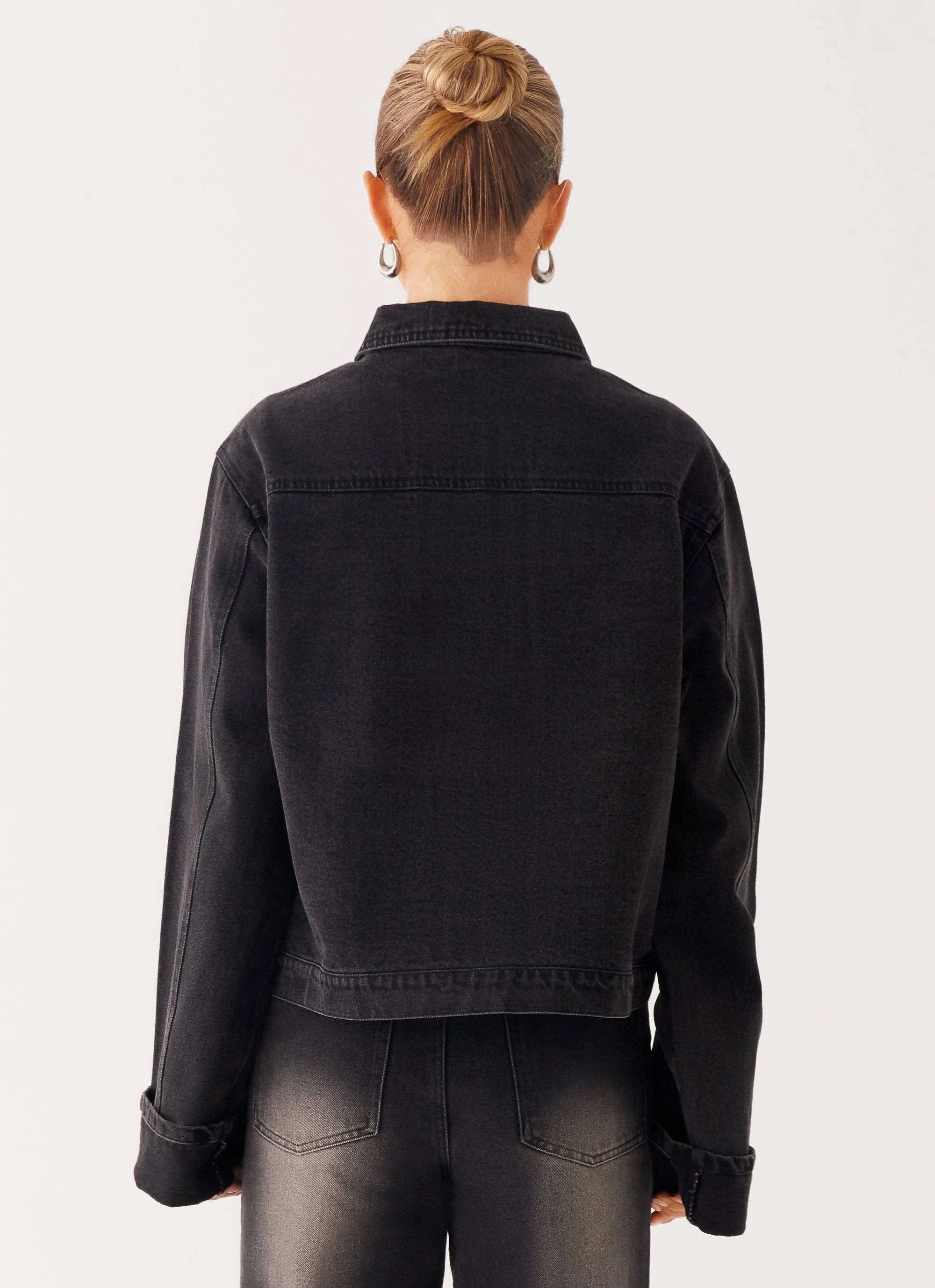 Back Again Oversized Denim Jacket - Charcoal Wash