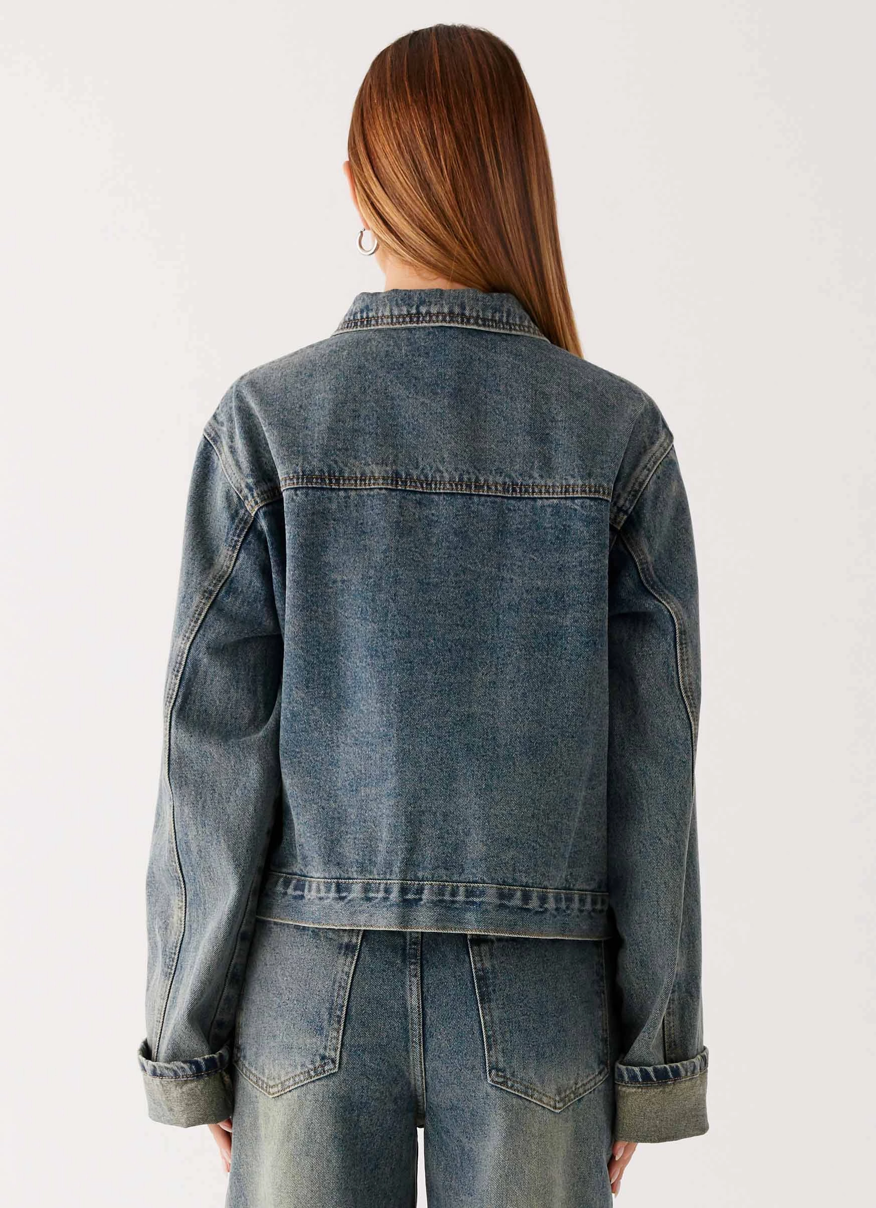 Back Again Oversized Denim Jacket - Dirty Wash