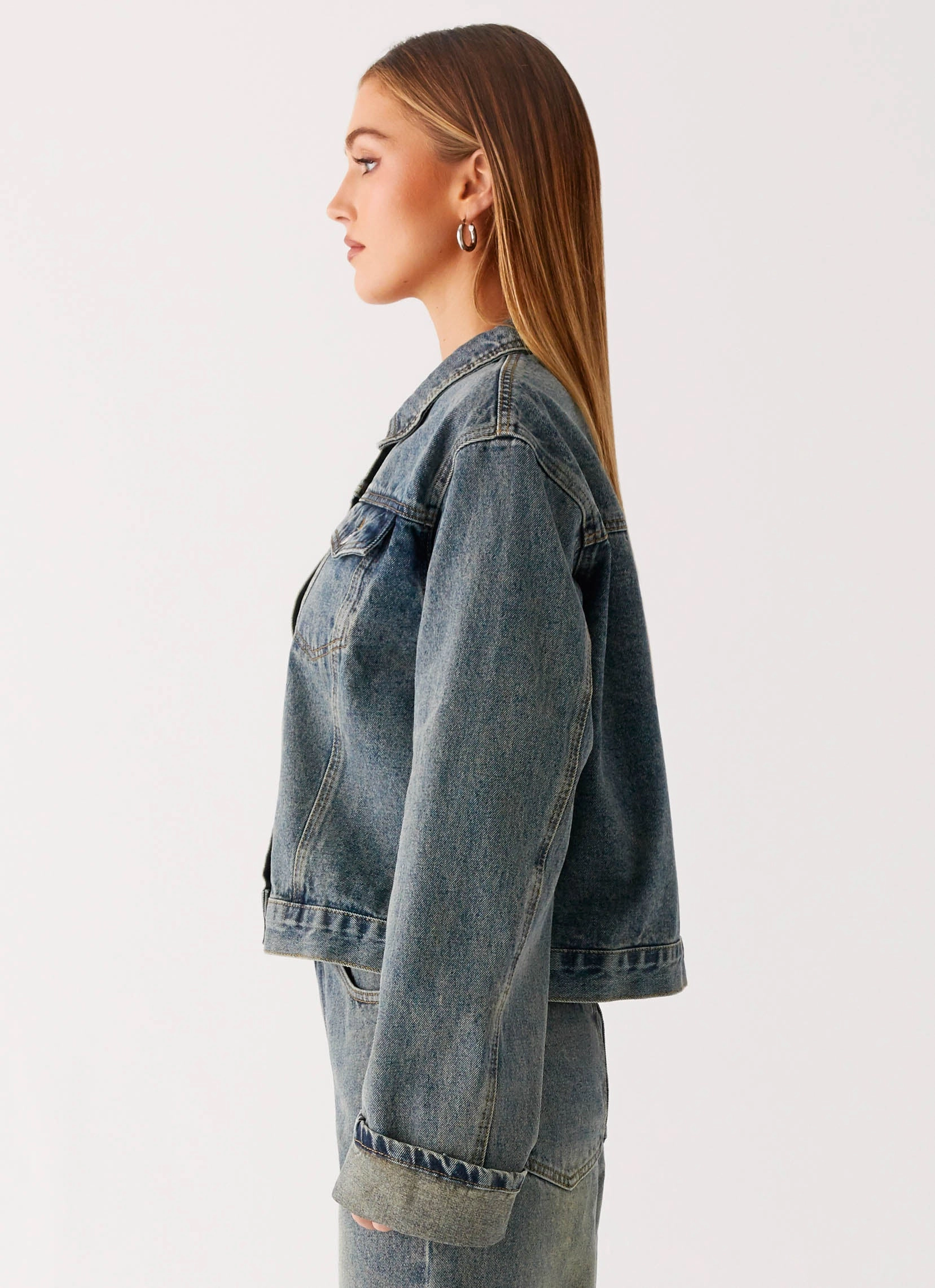 Back Again Oversized Denim Jacket - Dirty Wash