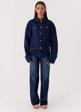 Back Again Oversized Denim Jacket - Vintage Blue Back Again Oversized Denim Jacket - Vintage Blue