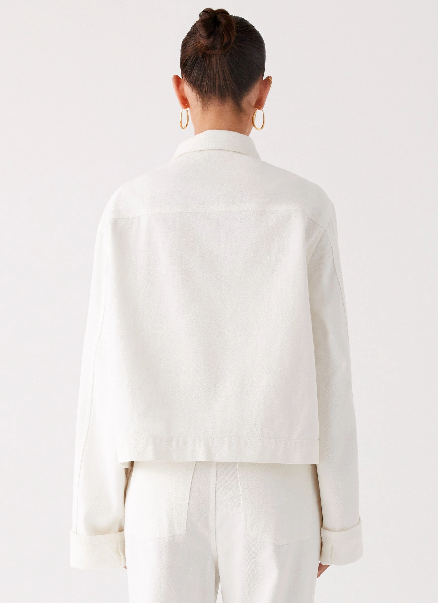 Back Again Oversized Denim Jacket - White