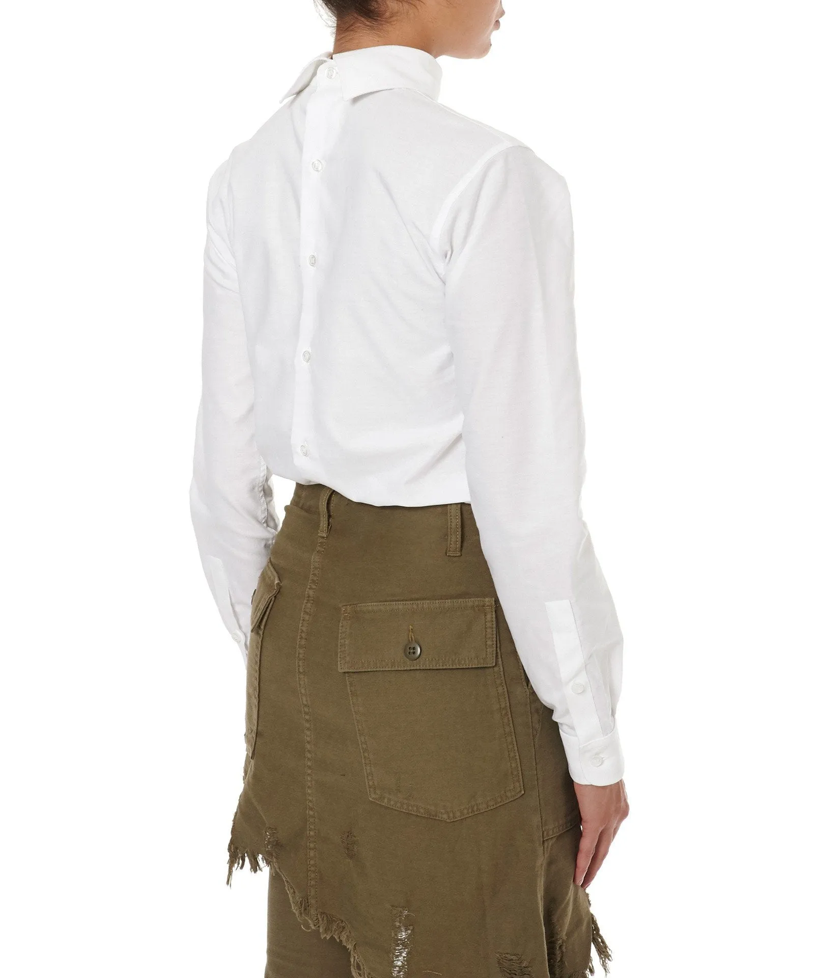BACKWARDS BUTTON-UP WHITE SHIRT