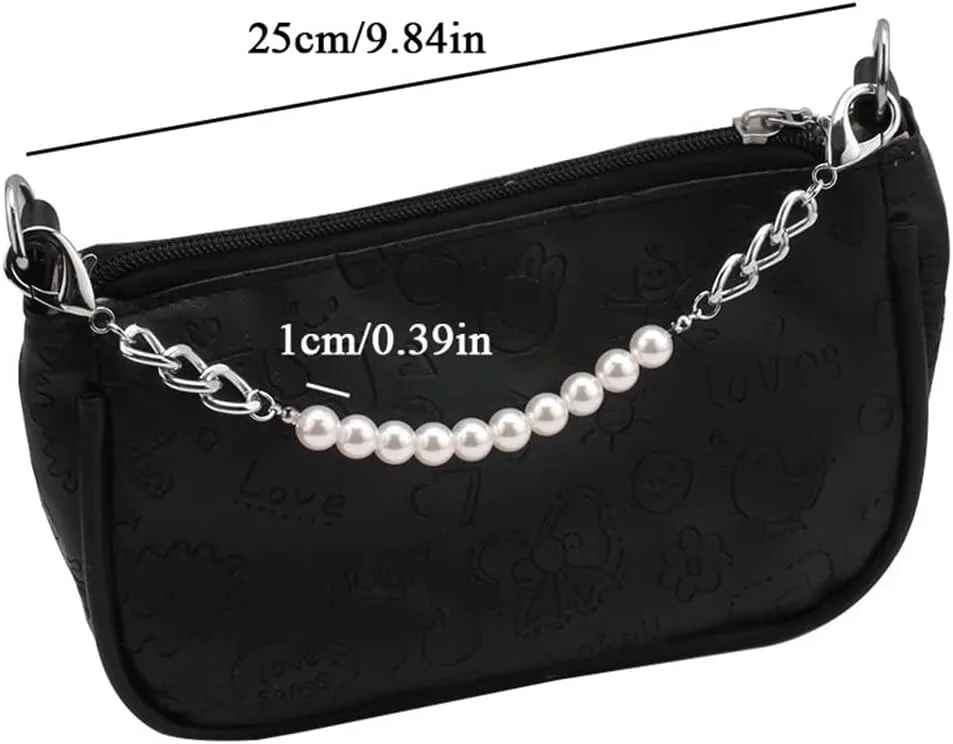 Bags Strap DIY Pendant Imitate Pearl Personality Bag Bag Accessories Pants Chain Shoulder Bags Handle Clothing Chain Wide Shoulder Strap(Gold)