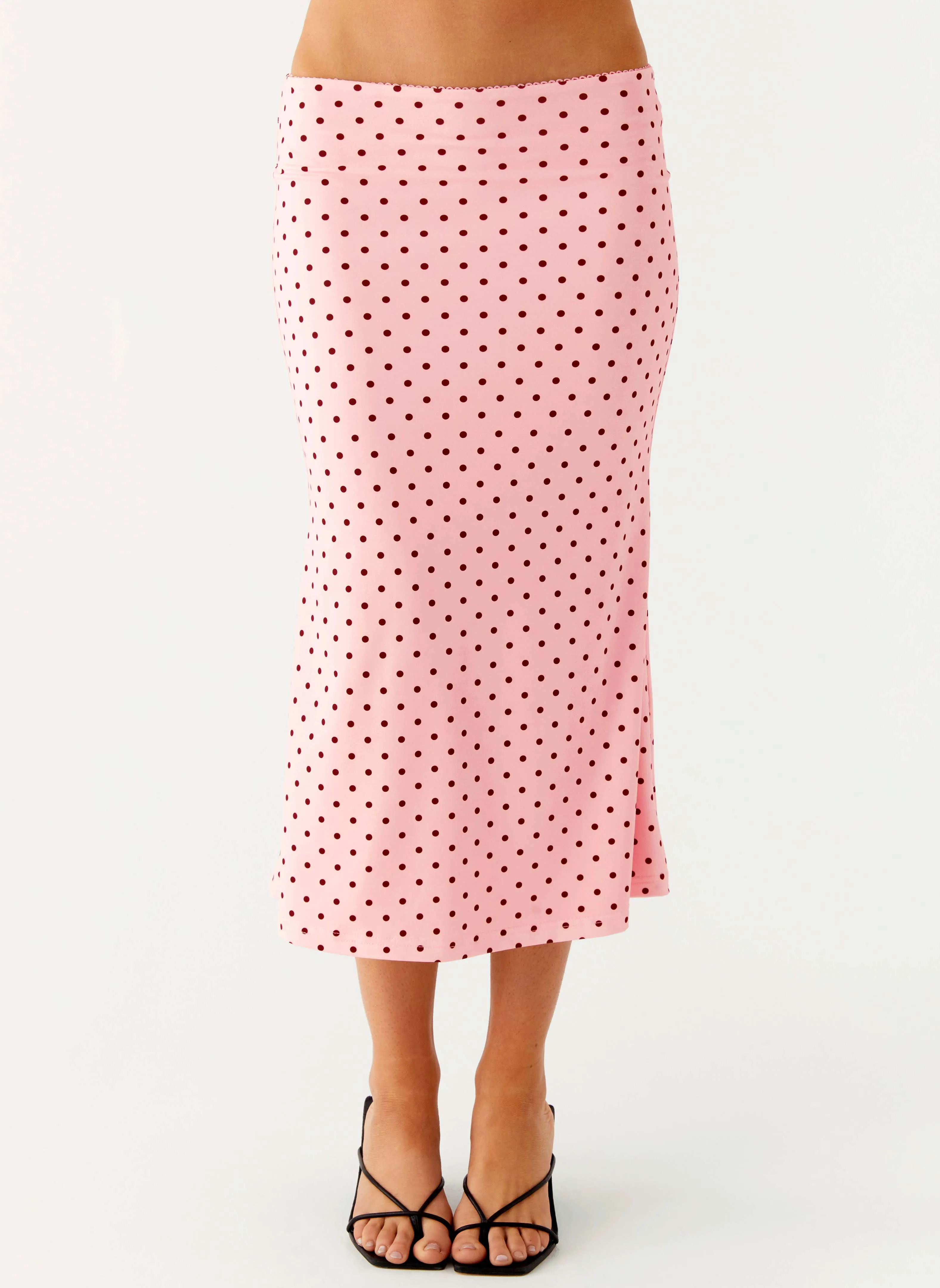 Bahama Low Rise Midi Skirt - Strawberry Dot