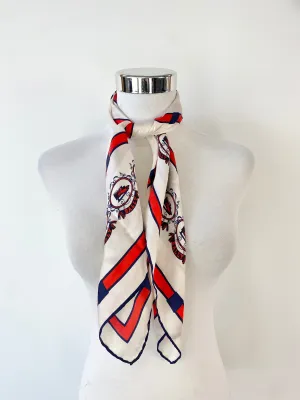 Bally White, Blue & Red Square Silk Scarf