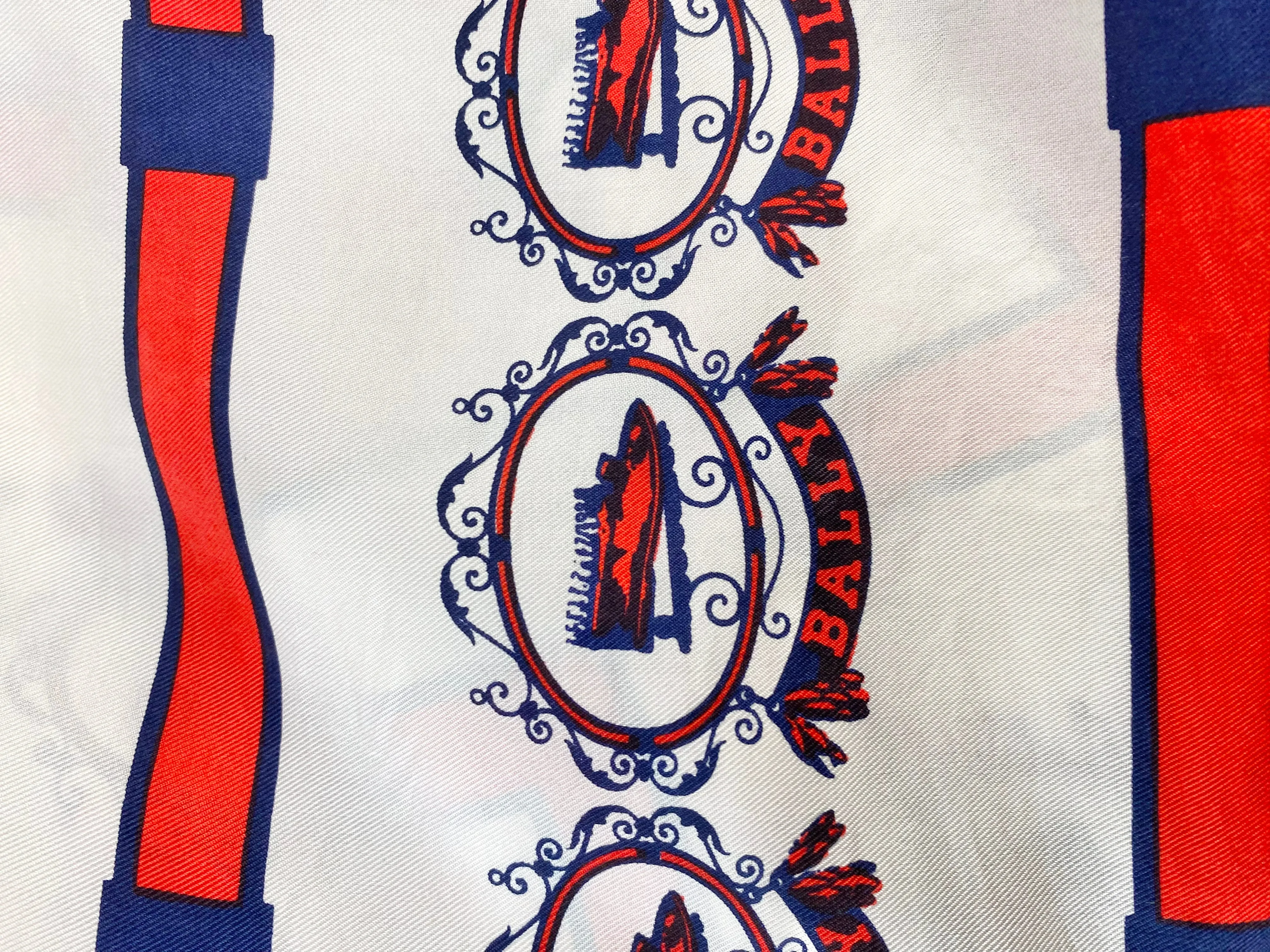 Bally White, Blue & Red Square Silk Scarf