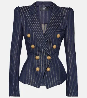 Balmain Lurex√Ç¬Æ pinstripe denim blazer