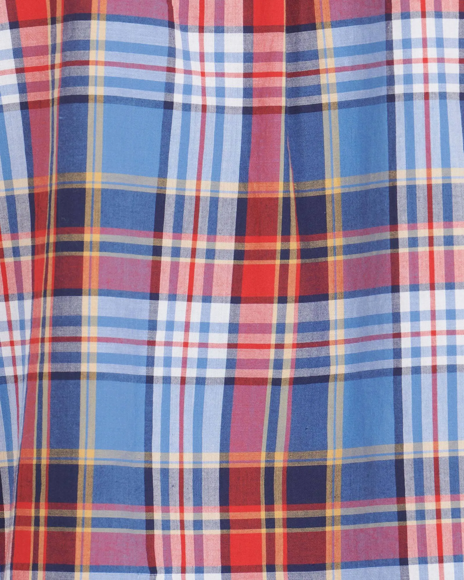 Barbour Madras 9 Plaid Short Sleeve Button Down Collar Shirt In Mid Blue