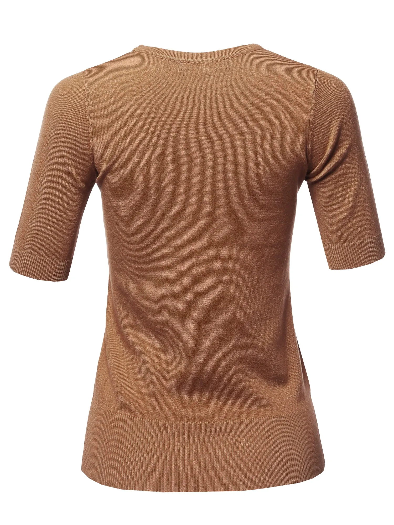 Basic Casual Colorful 1/2 Sleeve  Knit Pullover Sweater Top