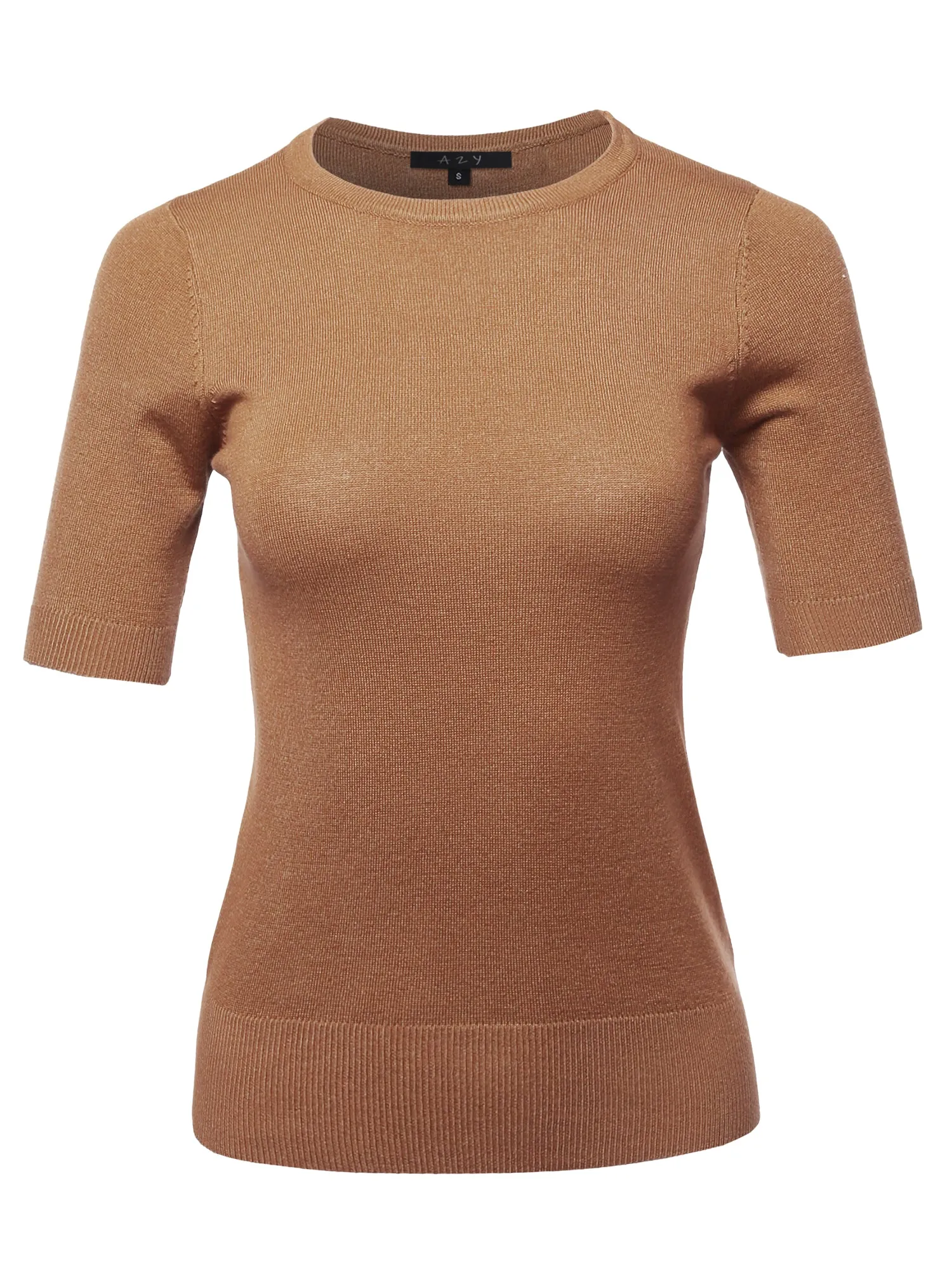 Basic Casual Colorful 1/2 Sleeve  Knit Pullover Sweater Top