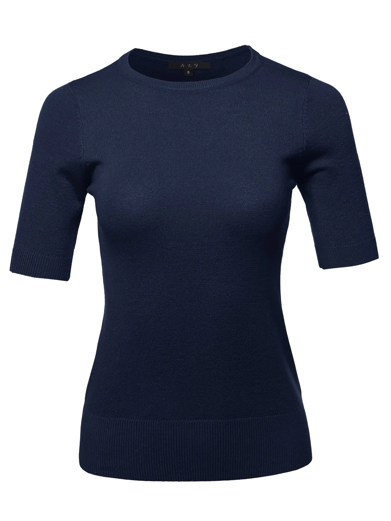 Basic Casual Colorful 1/2 Sleeve  Knit Pullover Sweater Top