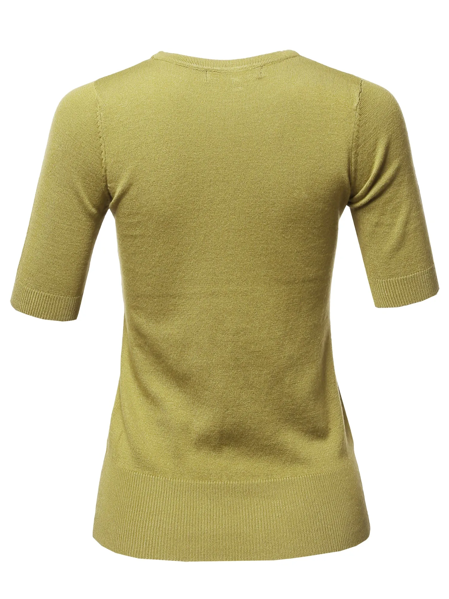 Basic Casual Colorful 1/2 Sleeve  Knit Pullover Sweater Top