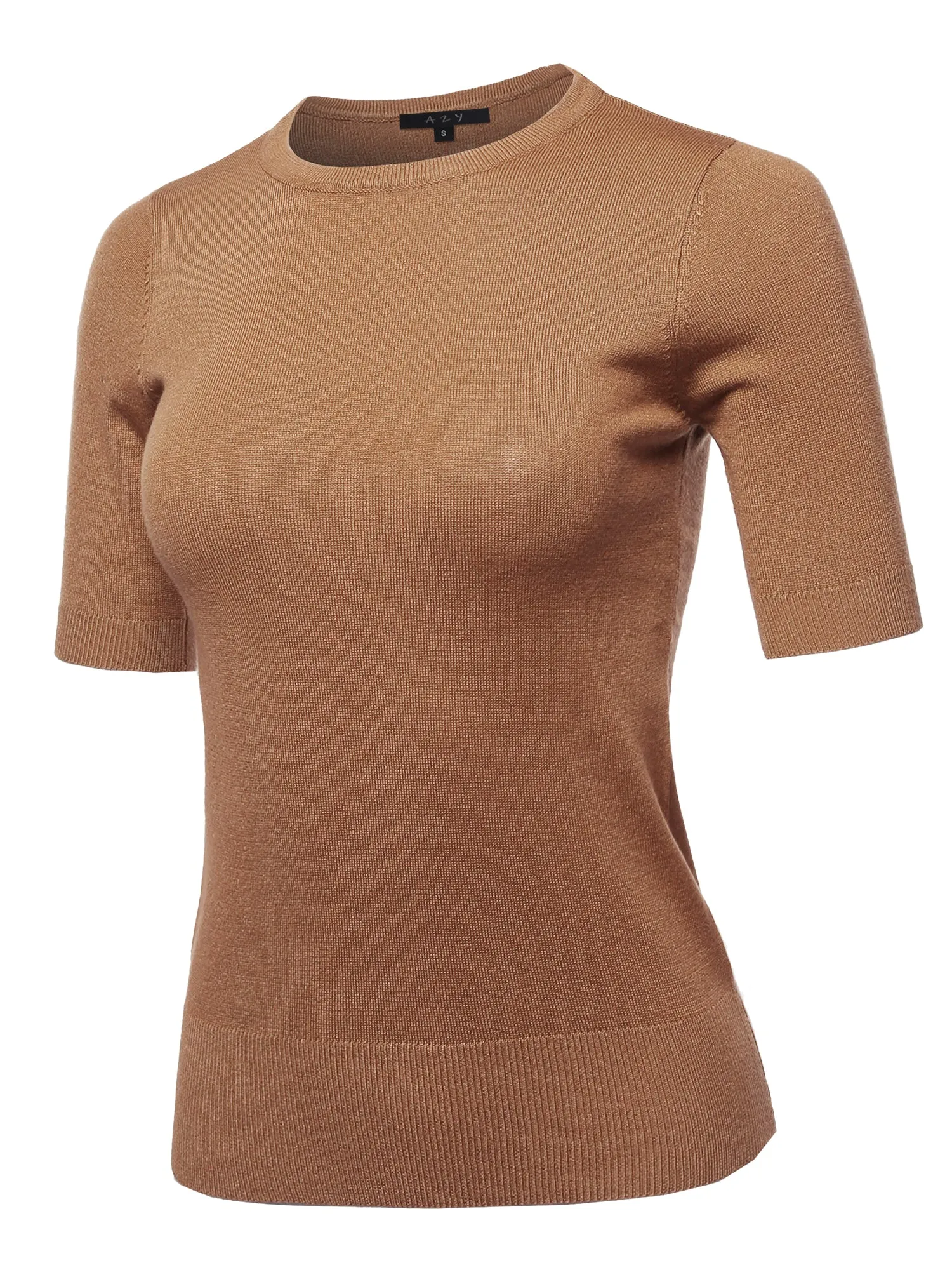 Basic Casual Colorful 1/2 Sleeve  Knit Pullover Sweater Top