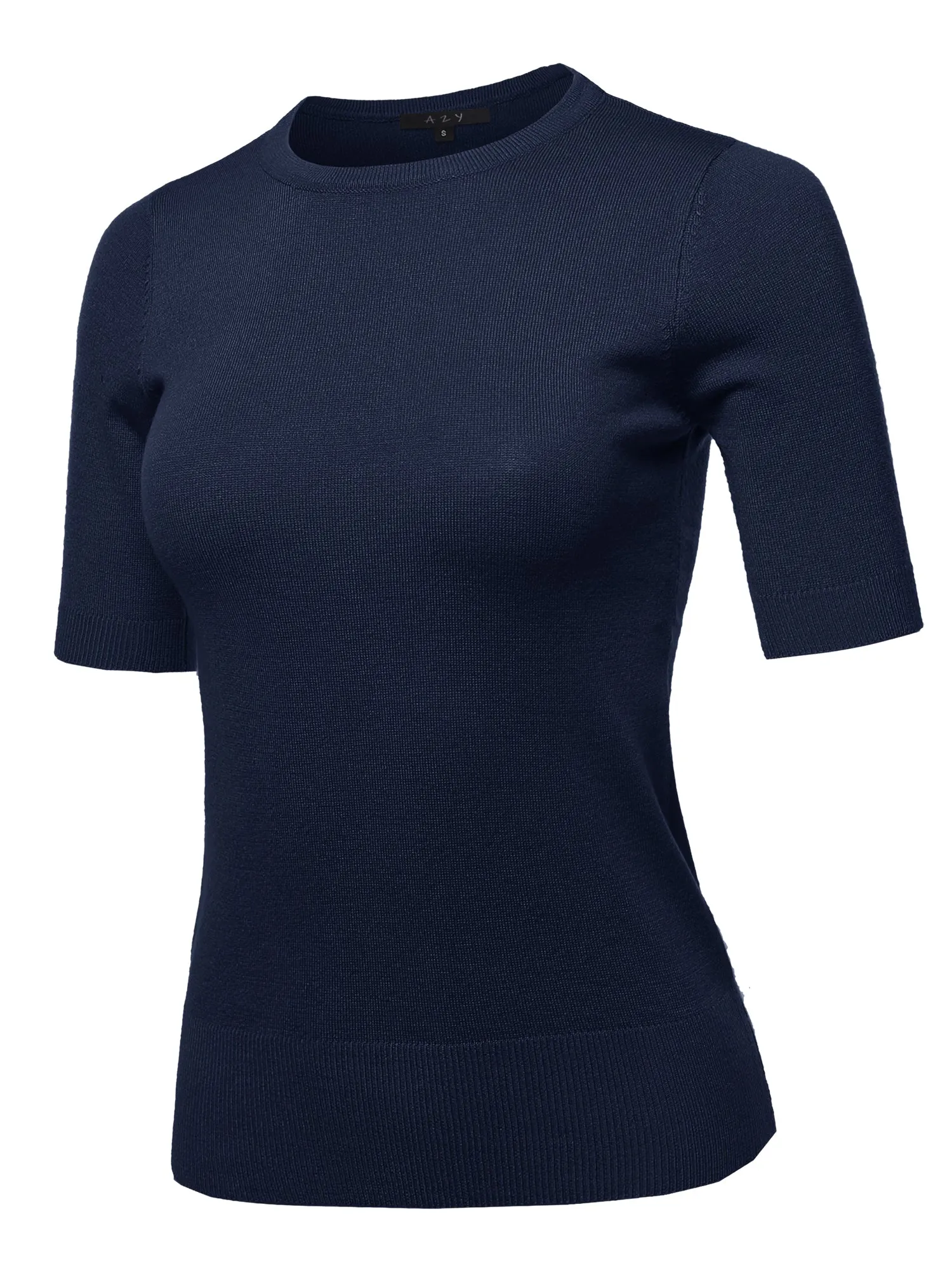 Basic Casual Colorful 1/2 Sleeve  Knit Pullover Sweater Top