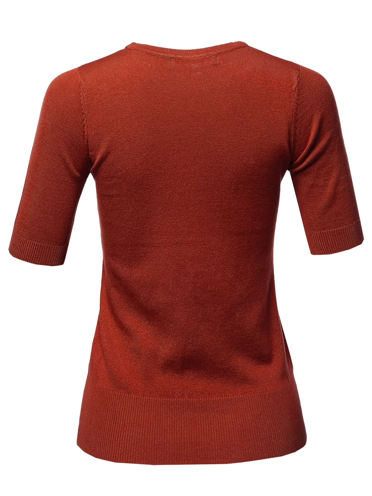 Basic Casual Colorful 1/2 Sleeve  Knit Pullover Sweater Top