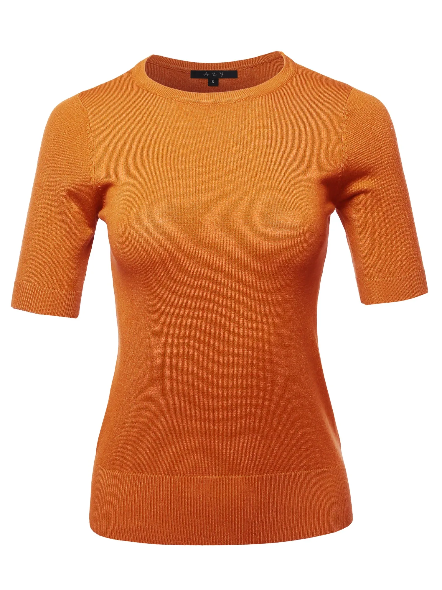 Basic Casual Colorful 1/2 Sleeve  Knit Pullover Sweater Top