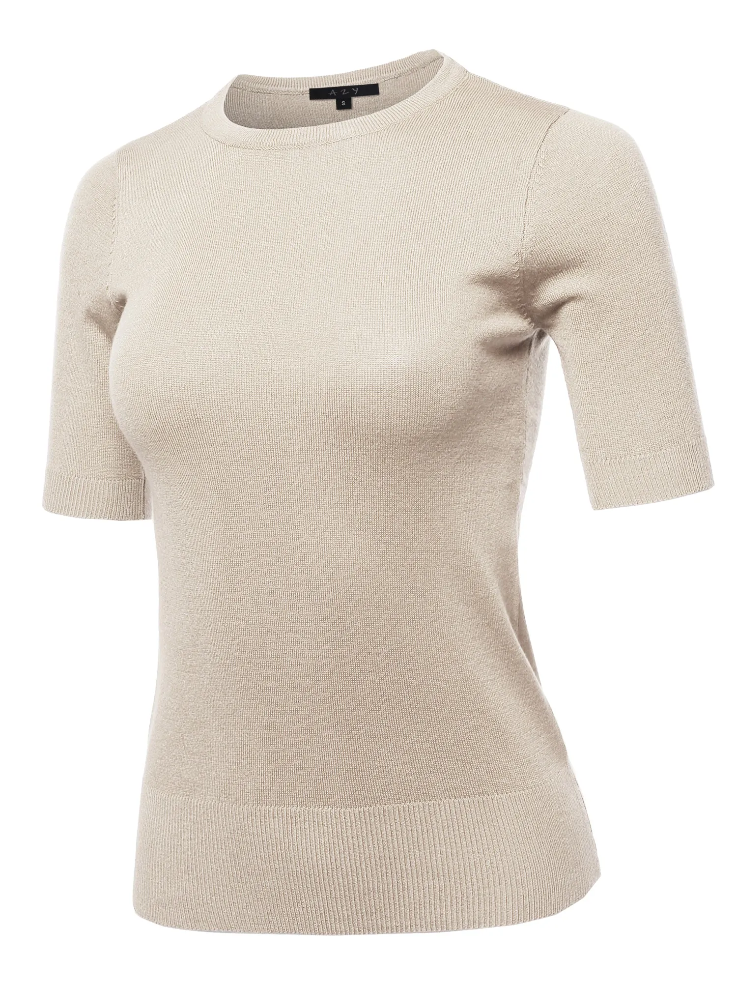 Basic Casual Colorful 1/2 Sleeve  Knit Pullover Sweater Top