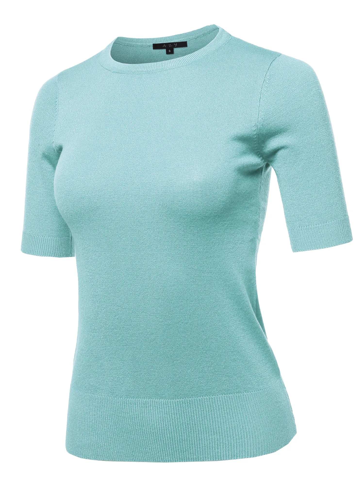 Basic Casual Colorful 1/2 Sleeve  Knit Pullover Sweater Top