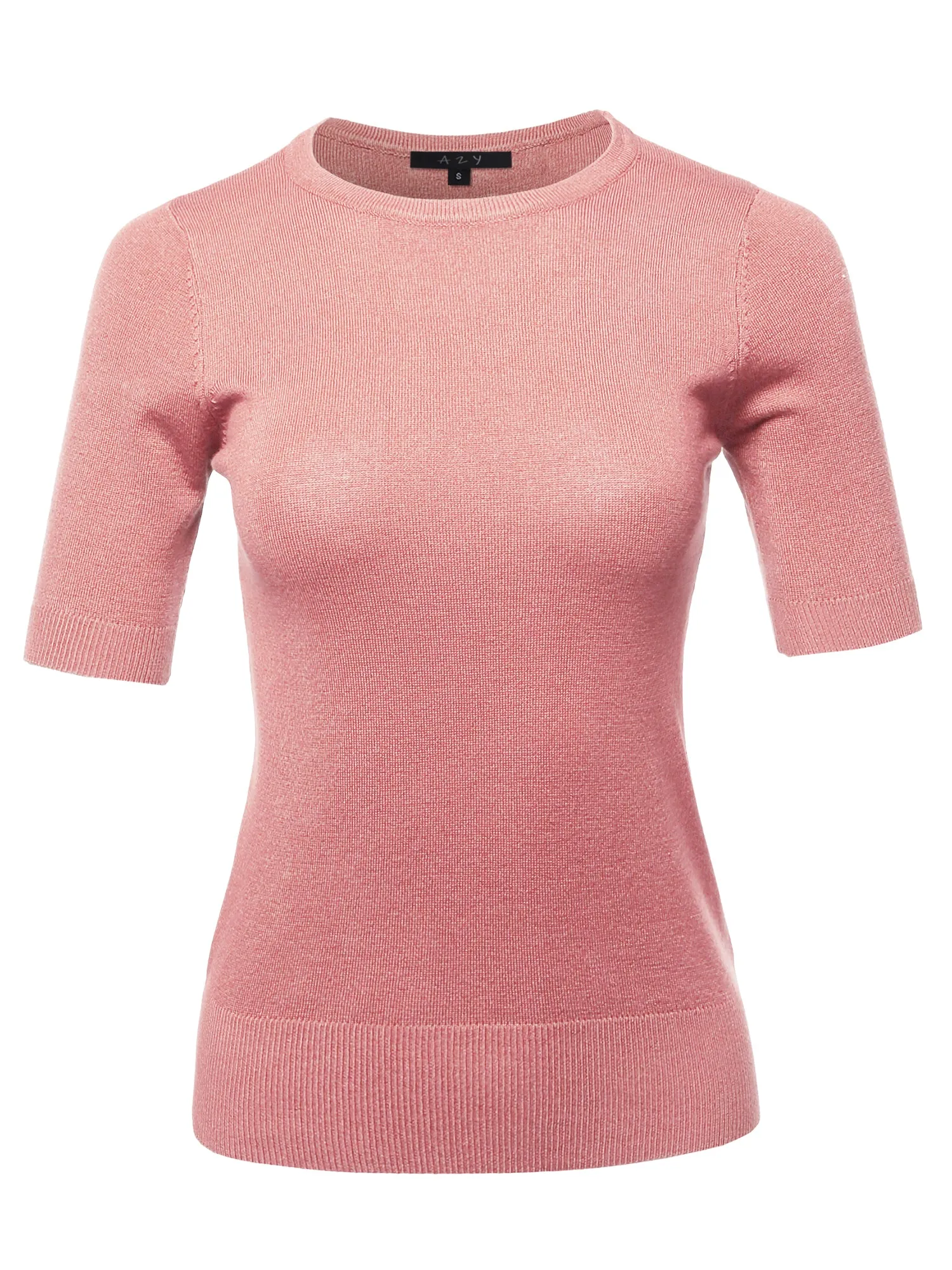 Basic Casual Colorful 1/2 Sleeve  Knit Pullover Sweater Top