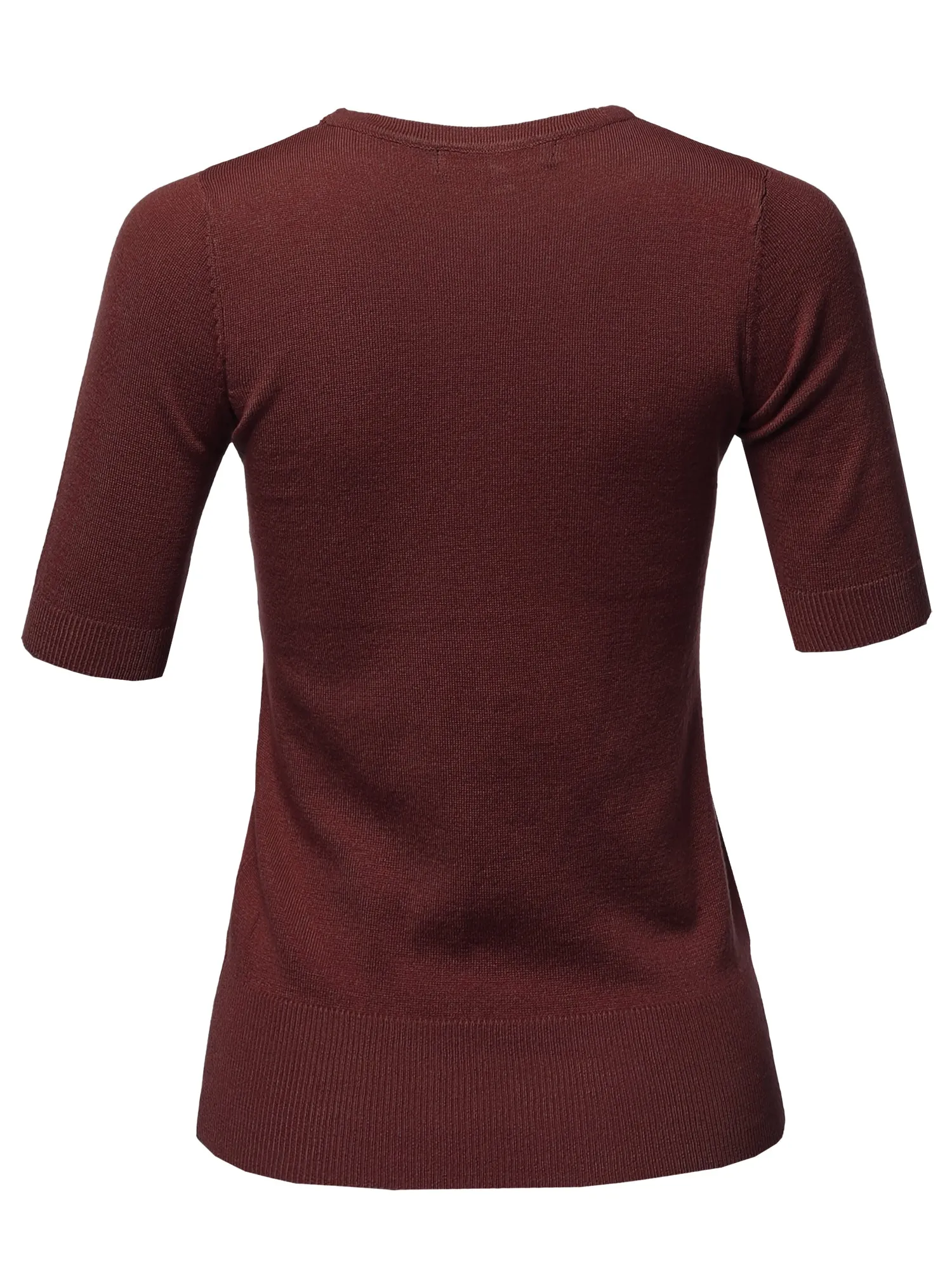 Basic Casual Colorful 1/2 Sleeve  Knit Pullover Sweater Top