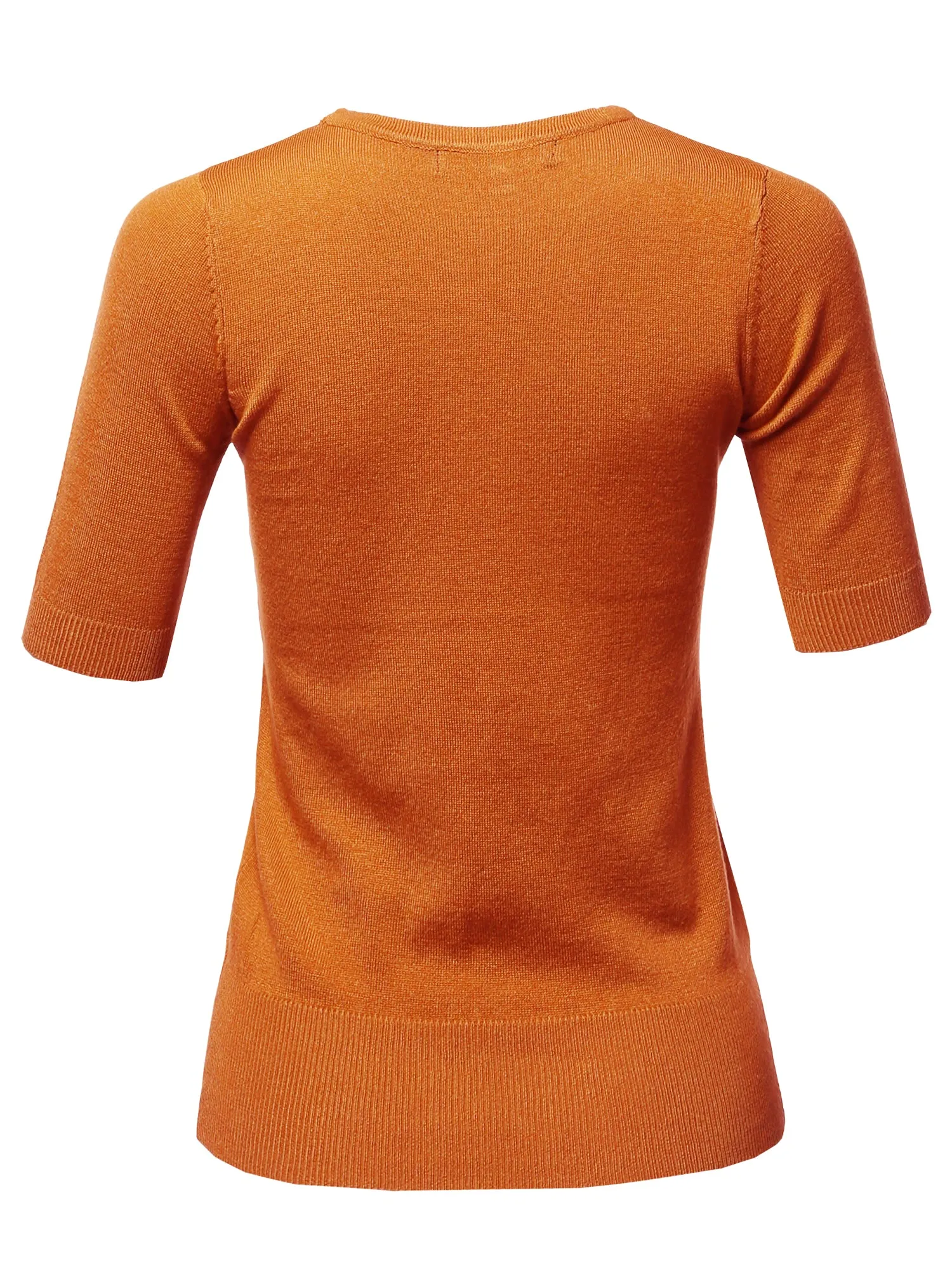 Basic Casual Colorful 1/2 Sleeve  Knit Pullover Sweater Top