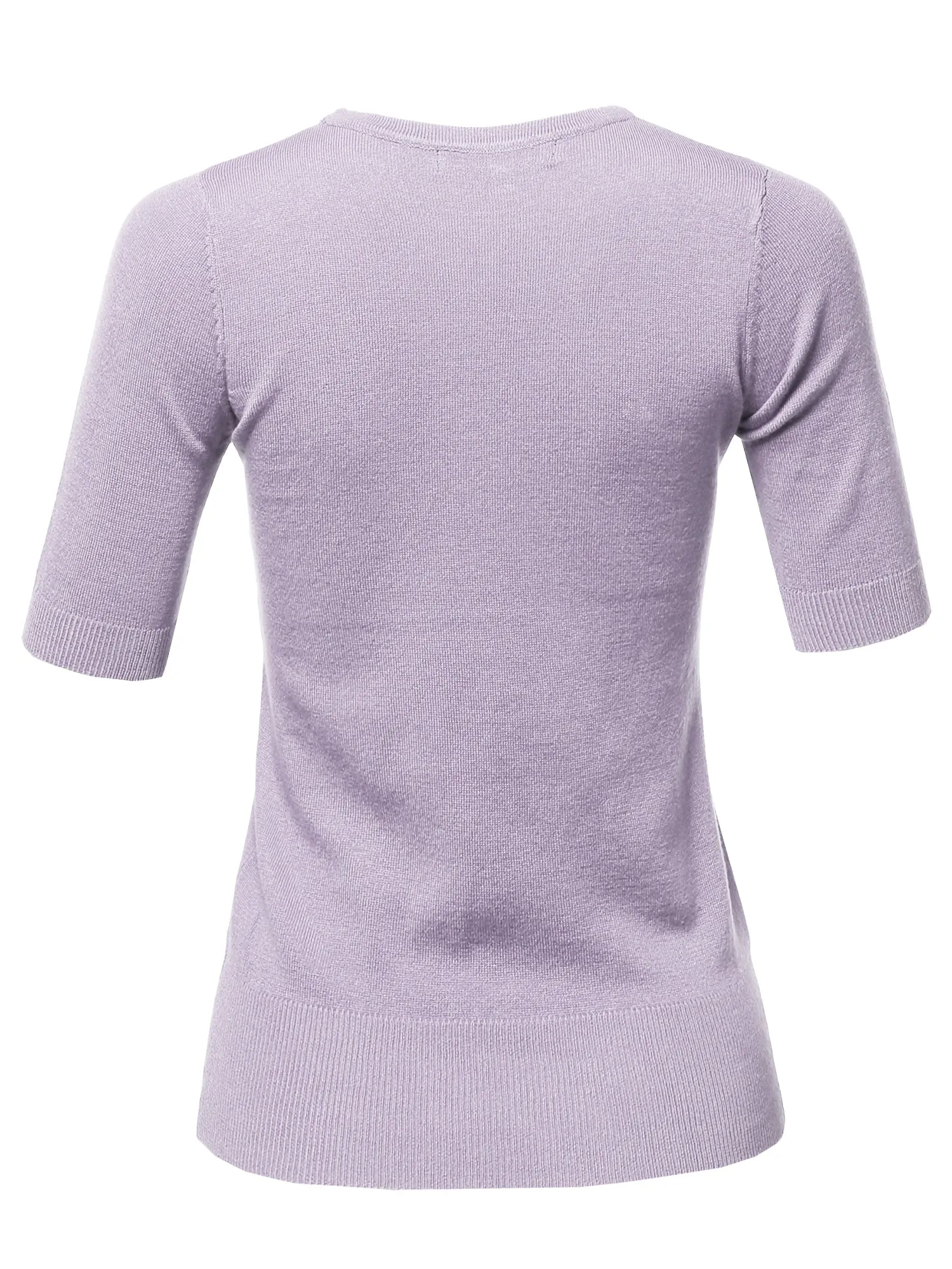 Basic Casual Colorful 1/2 Sleeve  Knit Pullover Sweater Top