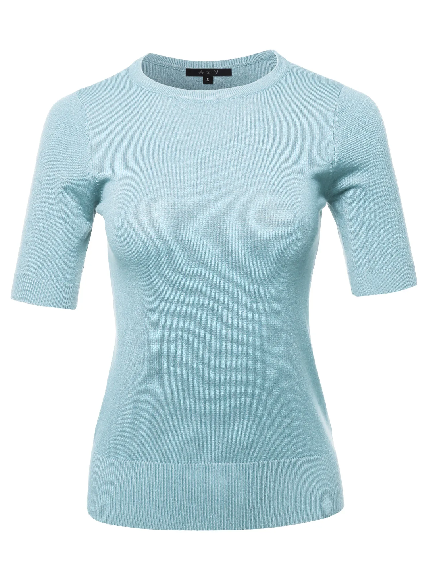 Basic Casual Colorful 1/2 Sleeve  Knit Pullover Sweater Top