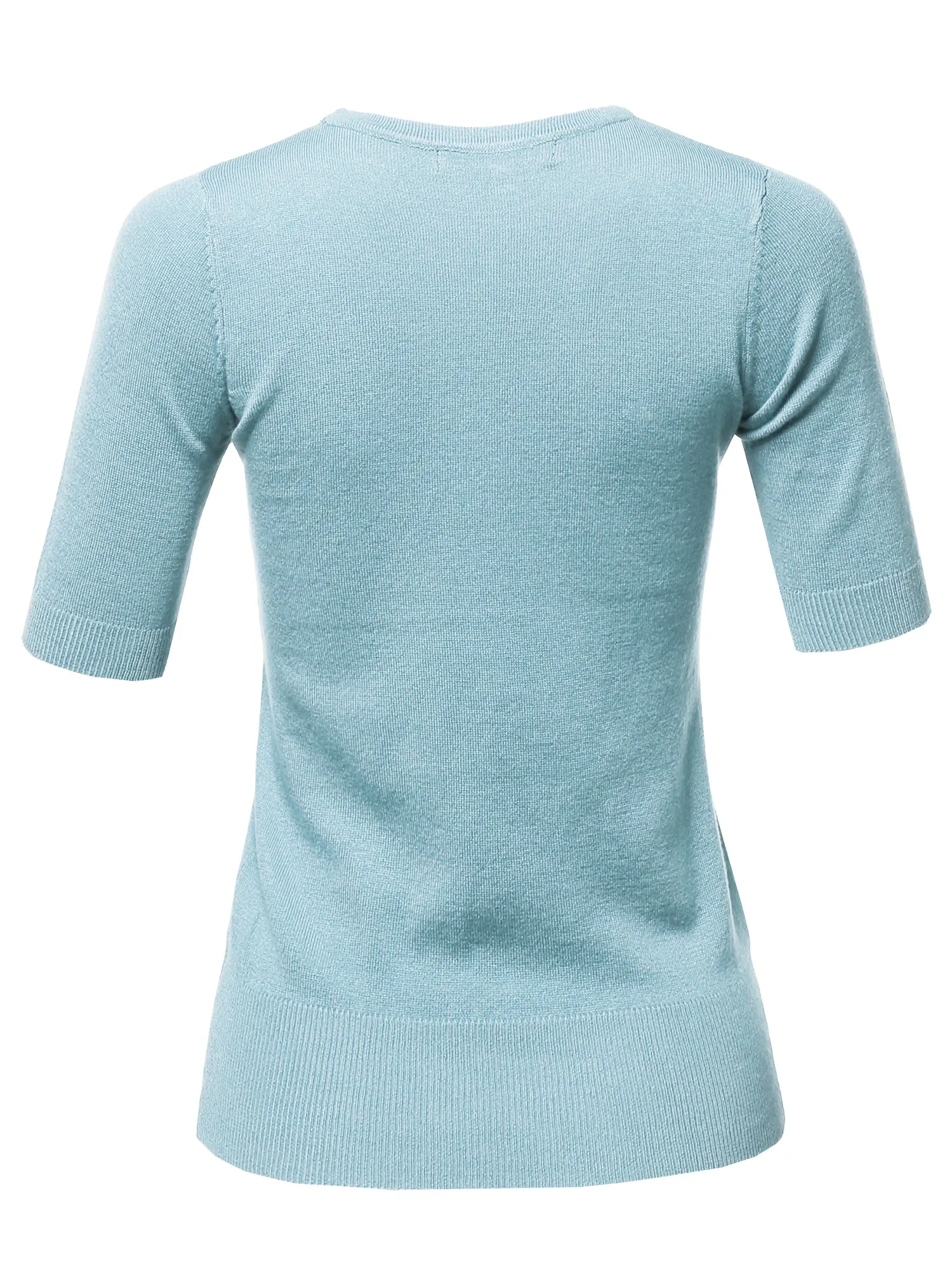 Basic Casual Colorful 1/2 Sleeve  Knit Pullover Sweater Top