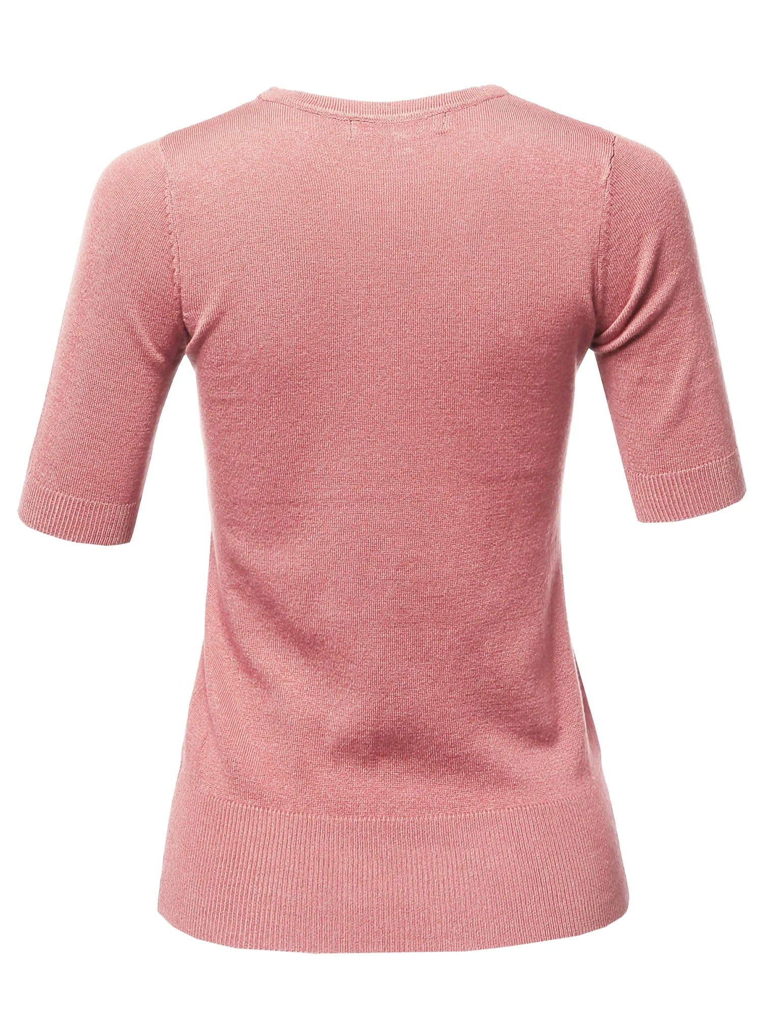 Basic Casual Colorful 1/2 Sleeve  Knit Pullover Sweater Top