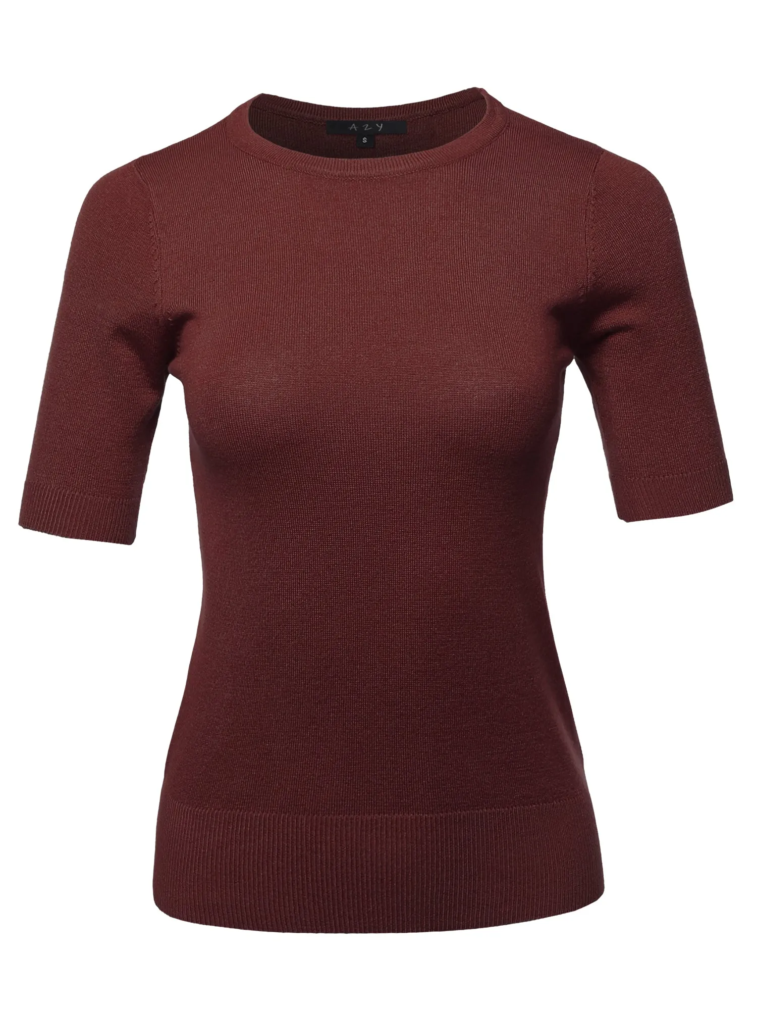 Basic Casual Colorful 1/2 Sleeve  Knit Pullover Sweater Top