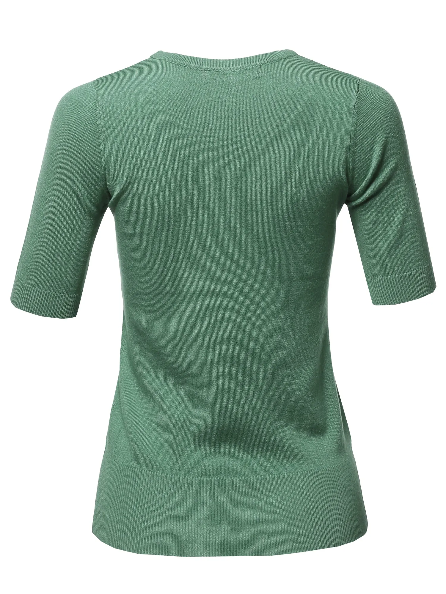 Basic Casual Colorful 1/2 Sleeve  Knit Pullover Sweater Top