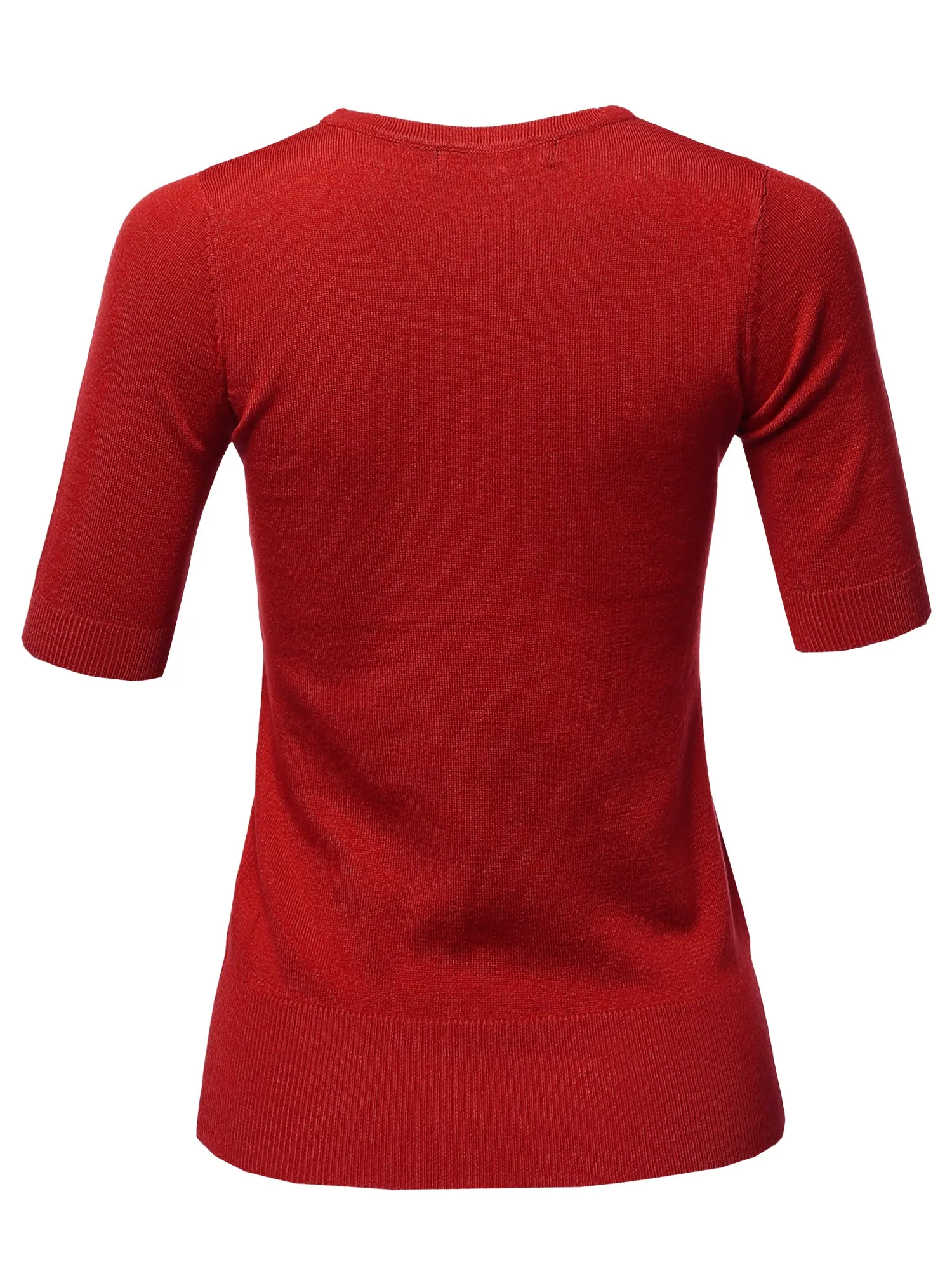 Basic Casual Colorful 1/2 Sleeve  Knit Pullover Sweater Top