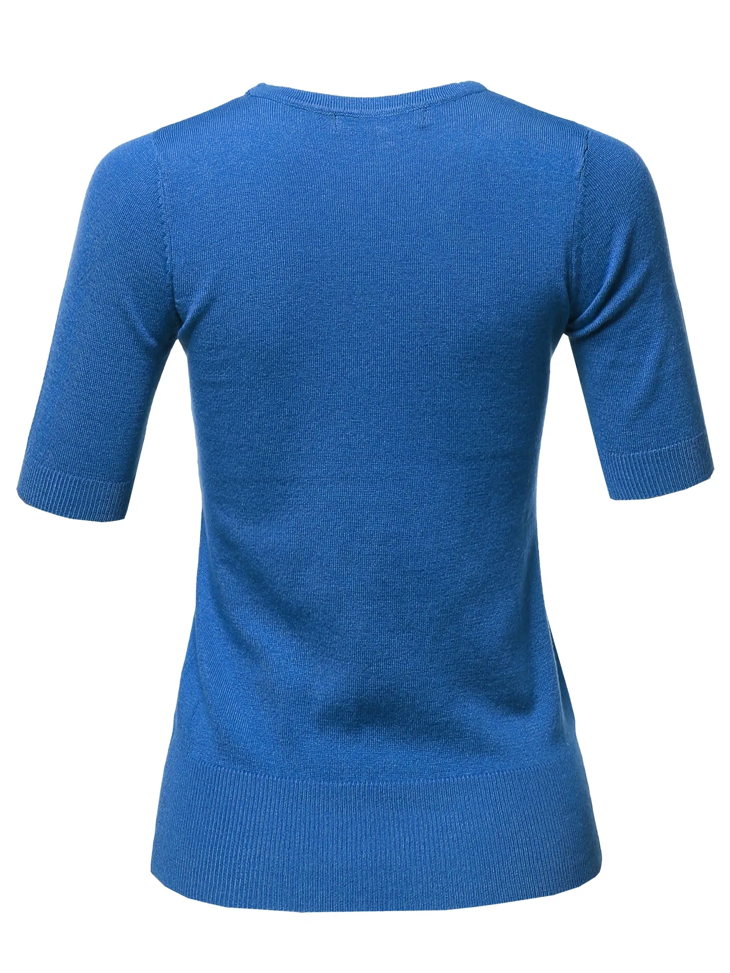 Basic Casual Colorful 1/2 Sleeve  Knit Pullover Sweater Top