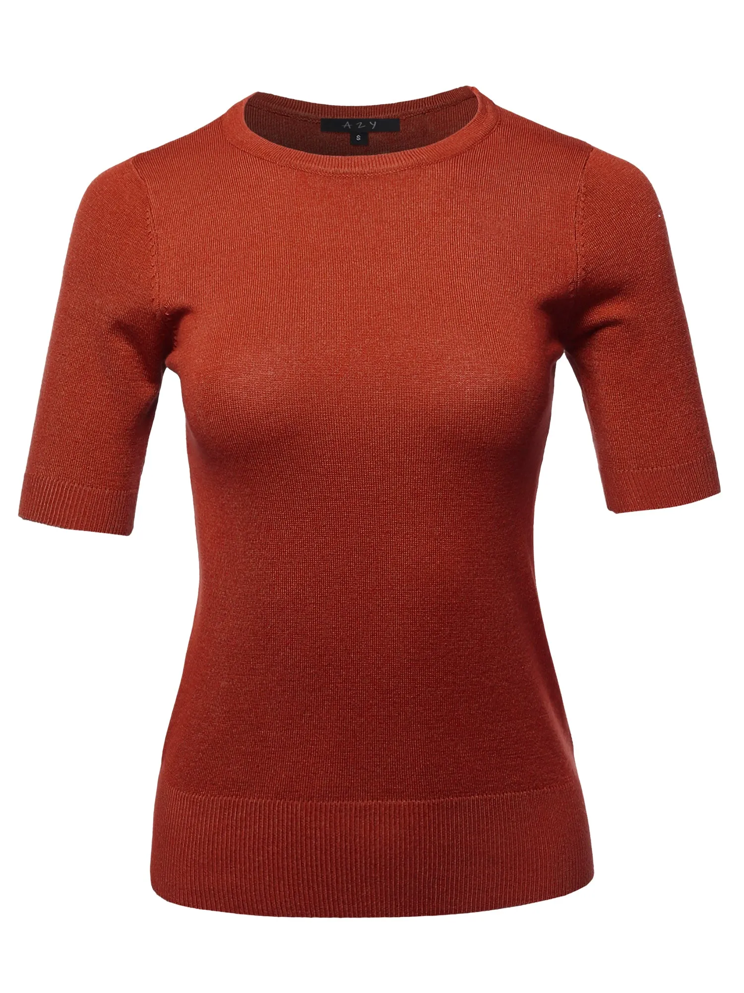 Basic Casual Colorful 1/2 Sleeve  Knit Pullover Sweater Top